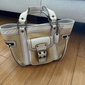 Coach Cream and Tan Satchel